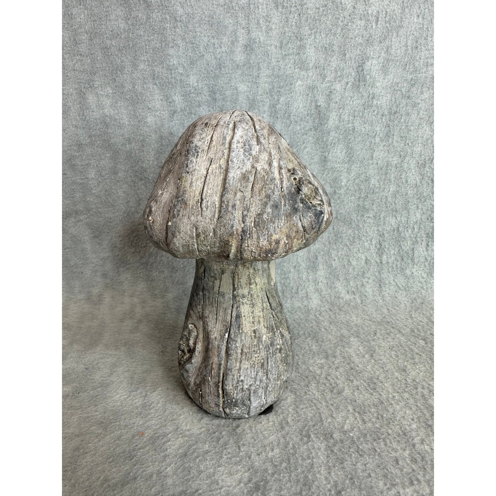 Concrete Driftwood-Like Mushroom Statue 6.5" Grey Brown Rustic Decor Heavy Fairy - Picture 2 of 7